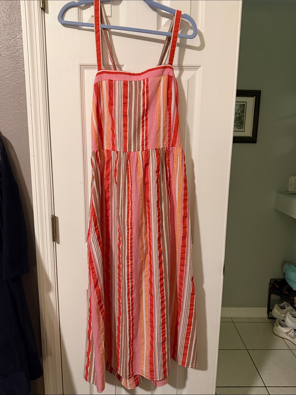 NWOT LOFT Coral and Pink Striped Petites Dress